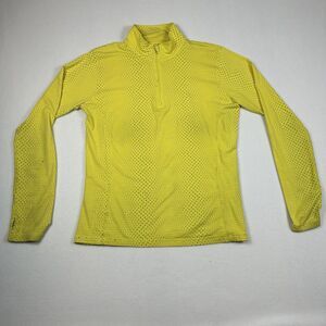 Tasc Performance Pullover Womens Large Yellow Polka Dot 1/4 Zip Bamboo Top